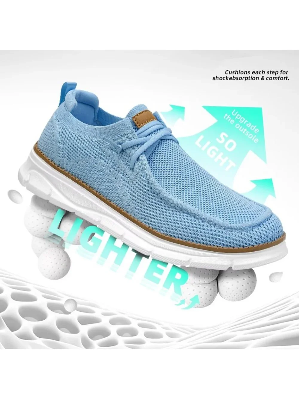 Men's Water Blue Slip On Loafers Comfortable Boat Casual Walking Sneaker Shoes